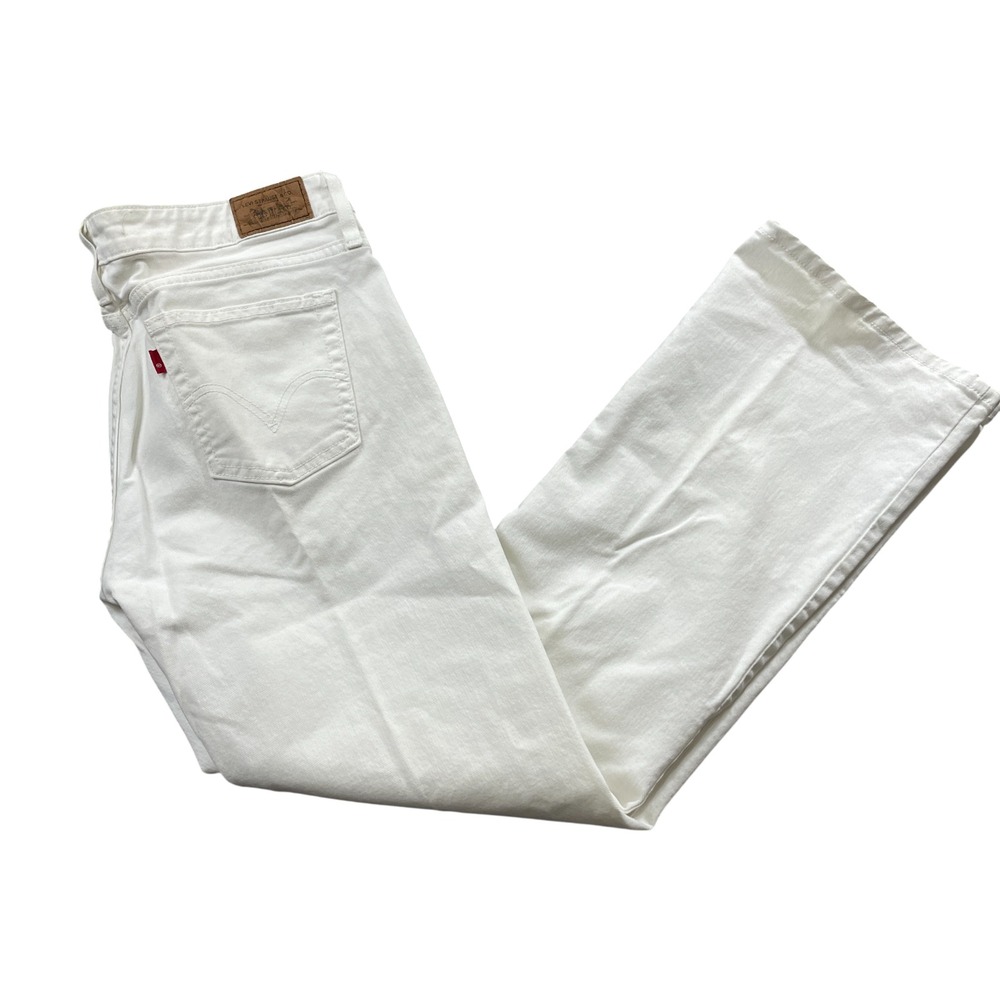 Levi's 545 White Denim Bootcut 12 Women's Cotton‎ Blend